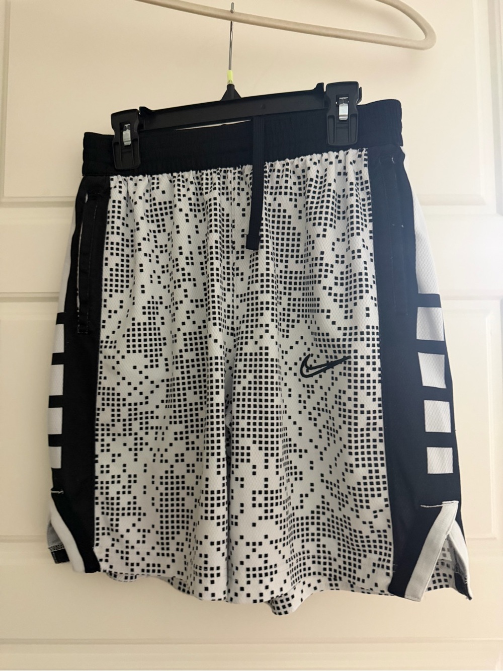 Nike White and Black Pixelated Basketball Shorts